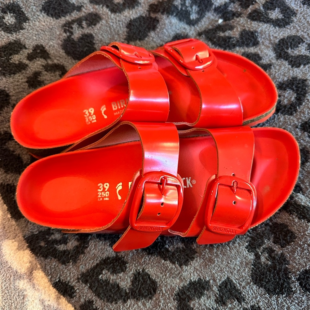 Ferrari Red shiny patten Birkenstocks